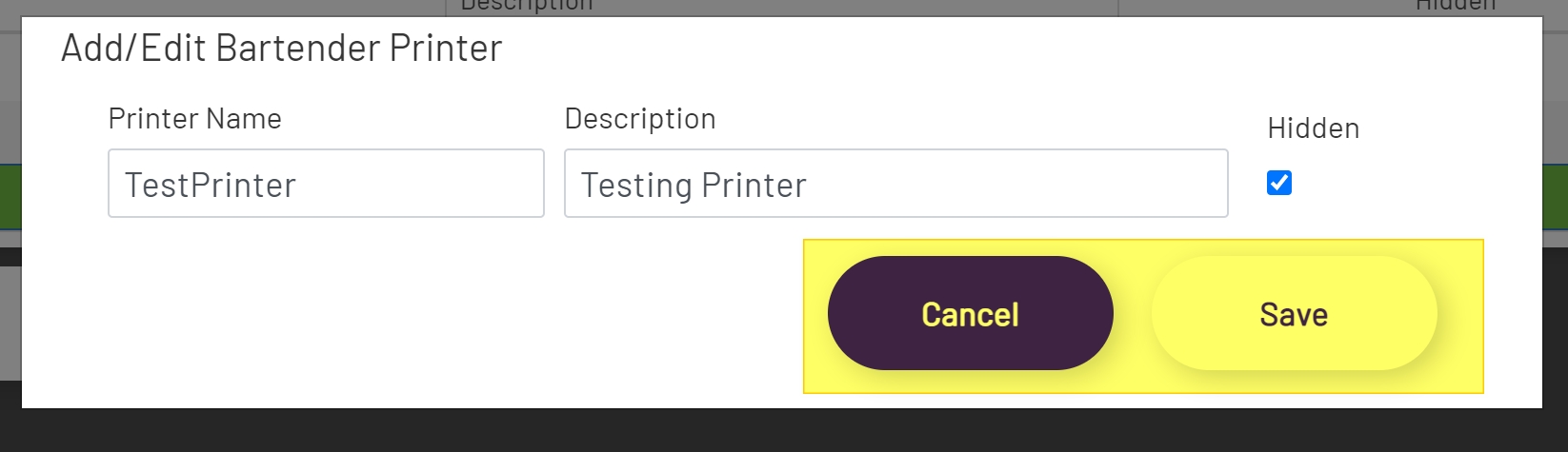 Edit Printer Modal