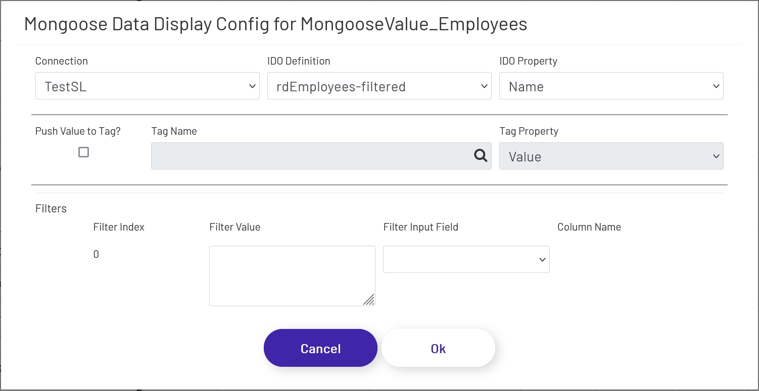 Mongoose Data Display Config