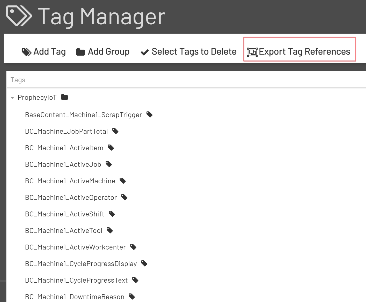 Top Bar Export Tags