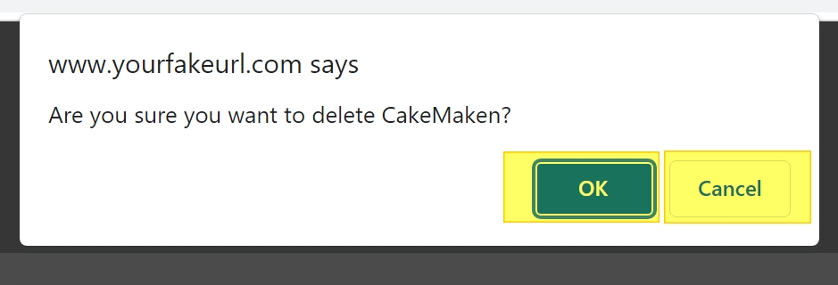 Delete Alias Confirmation