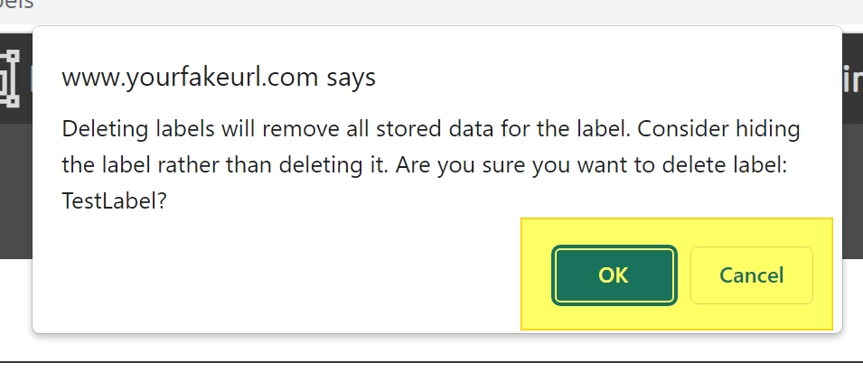 Delete Label Modal