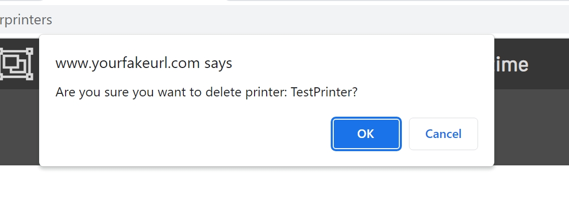 Delete Printer Confirmation