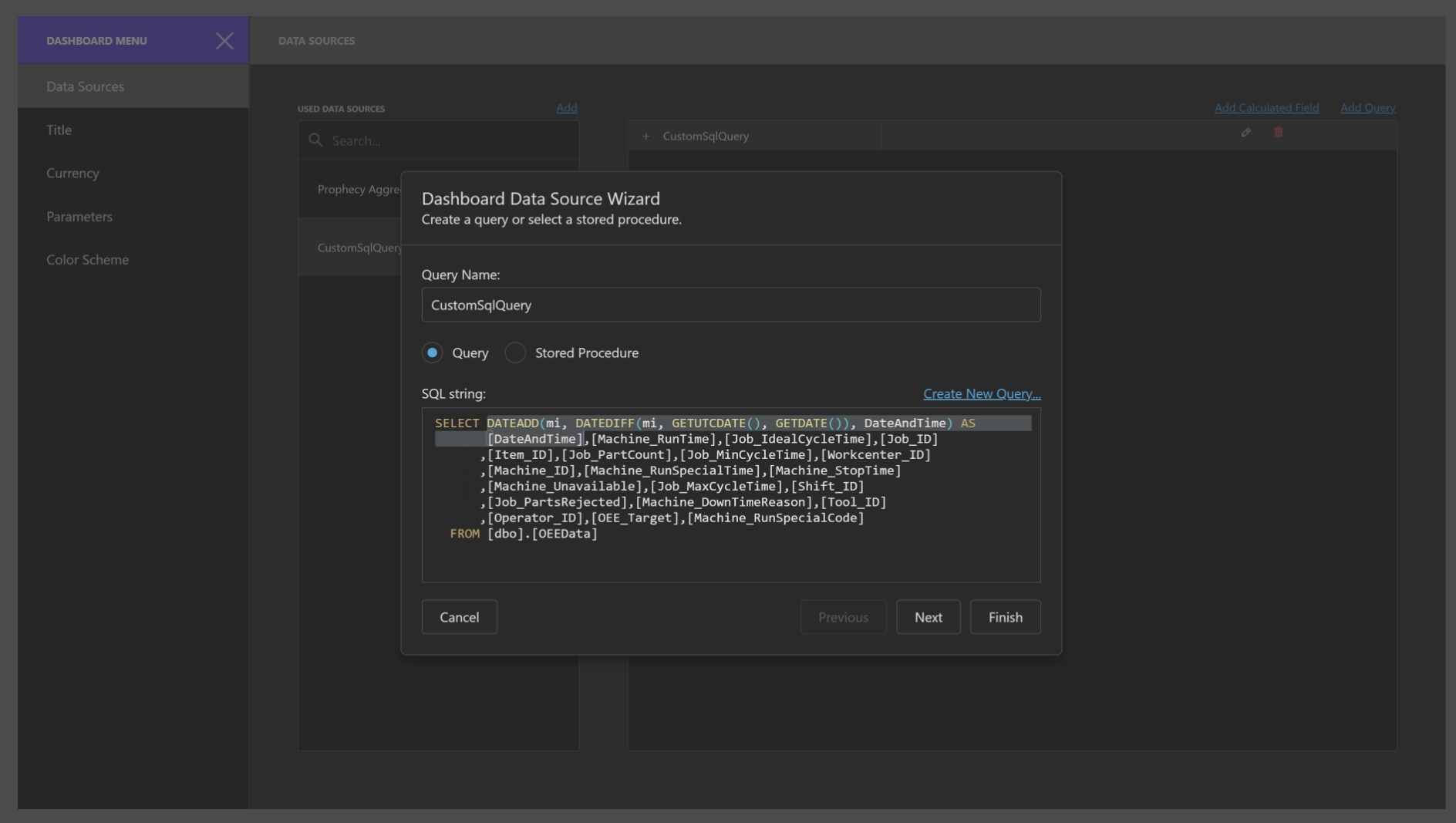 Dashboard Date Query