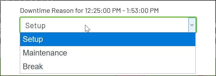 Downtime Reason Setter