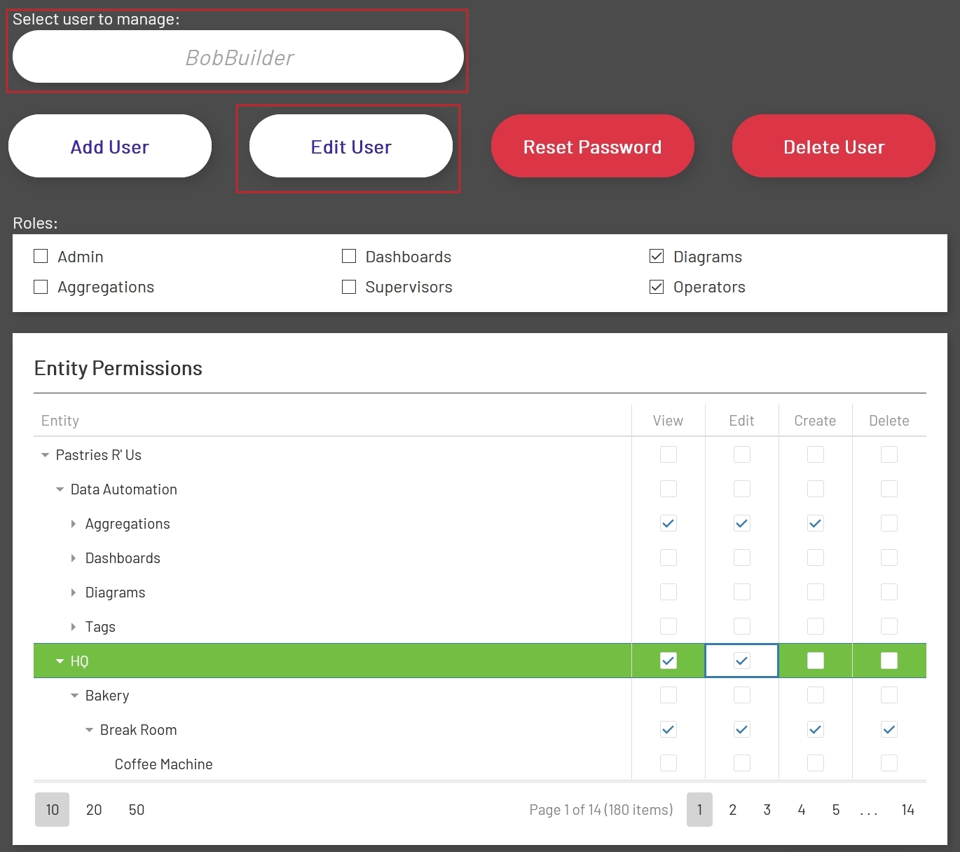 Admin User Selection