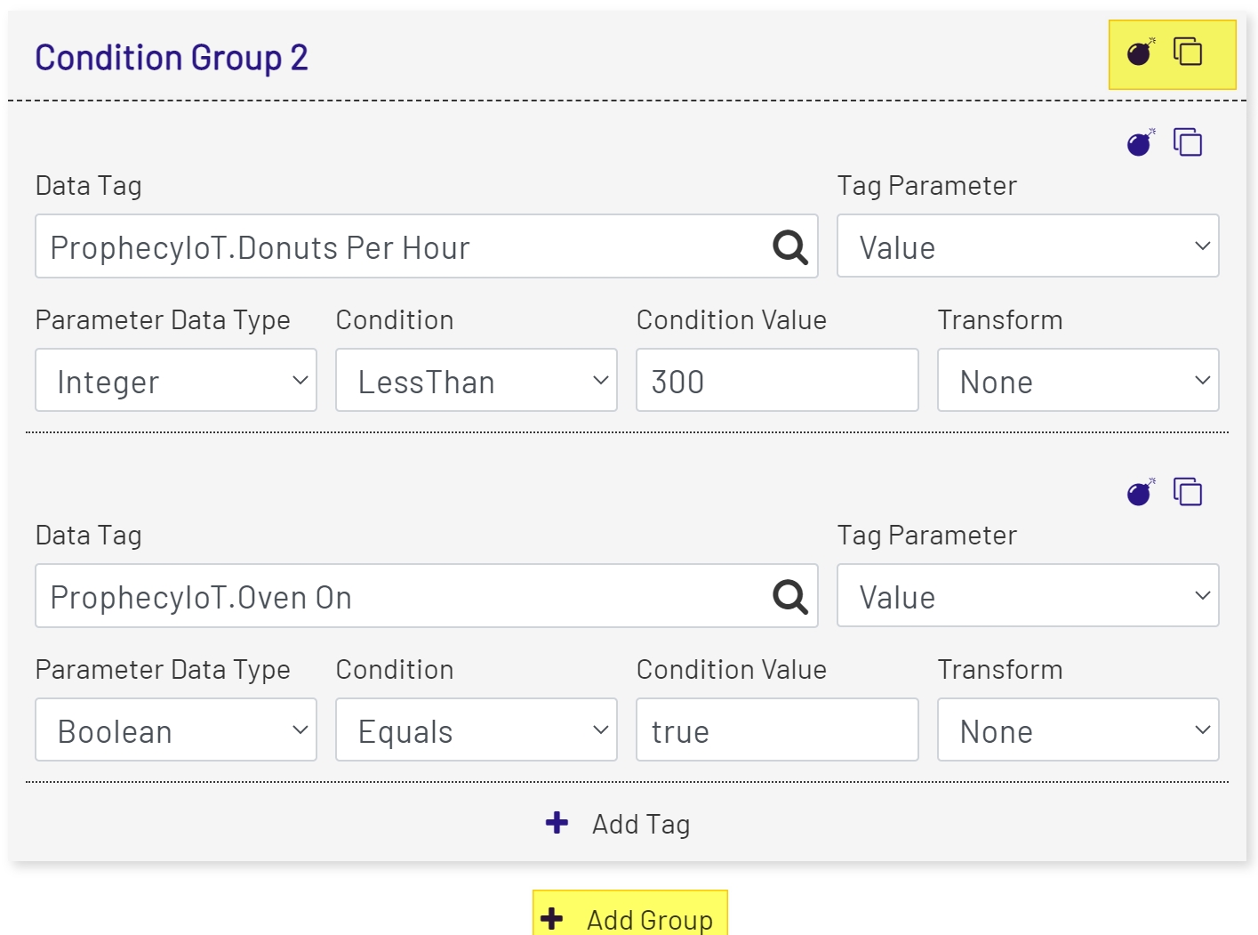 Aggregation Condition Group