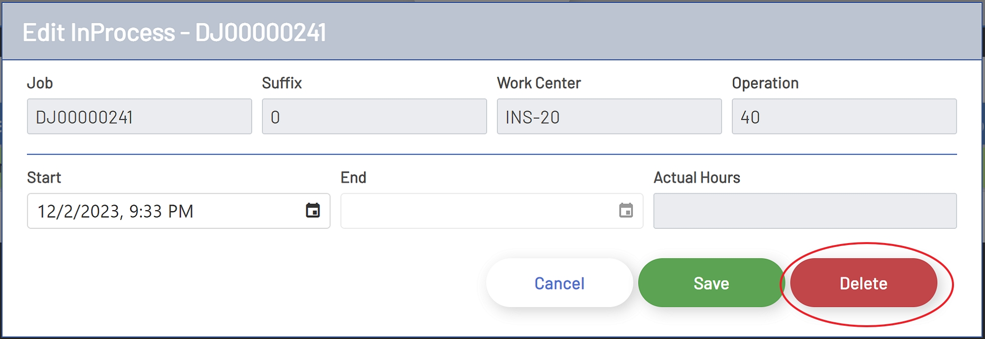 Delete In Process Transaction