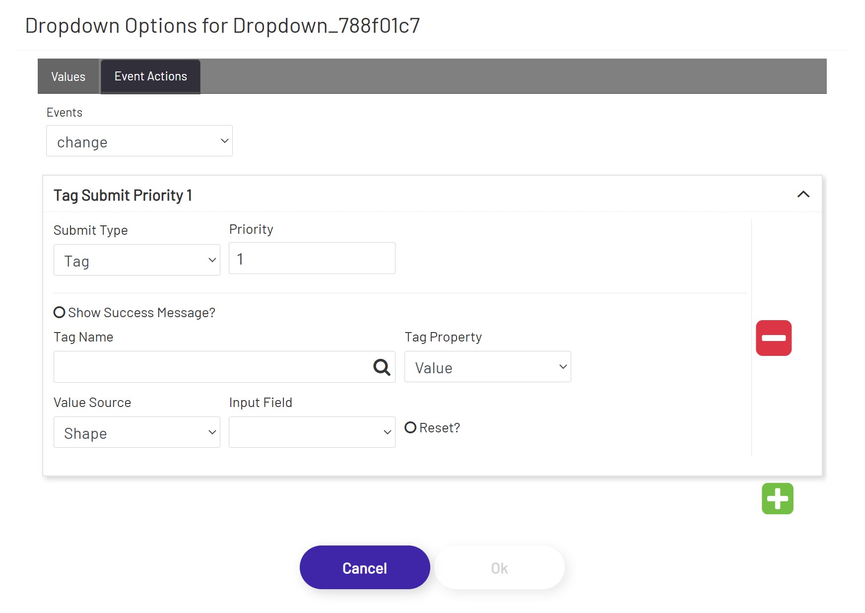Dropdown Event Actions