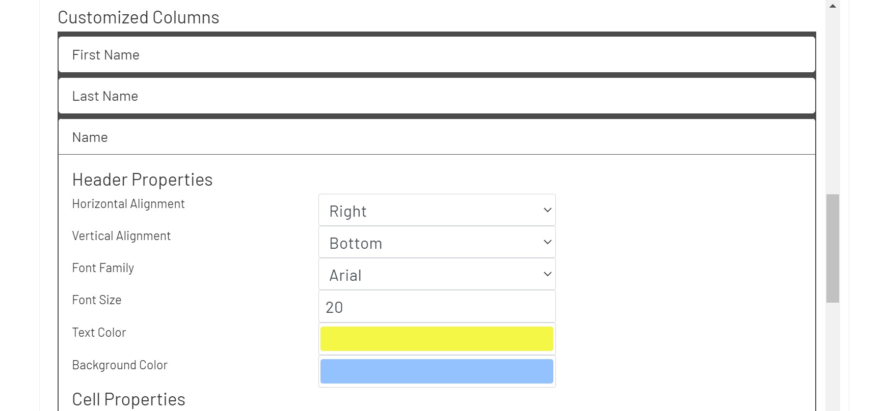 Mongoose Grid Config Styling 3