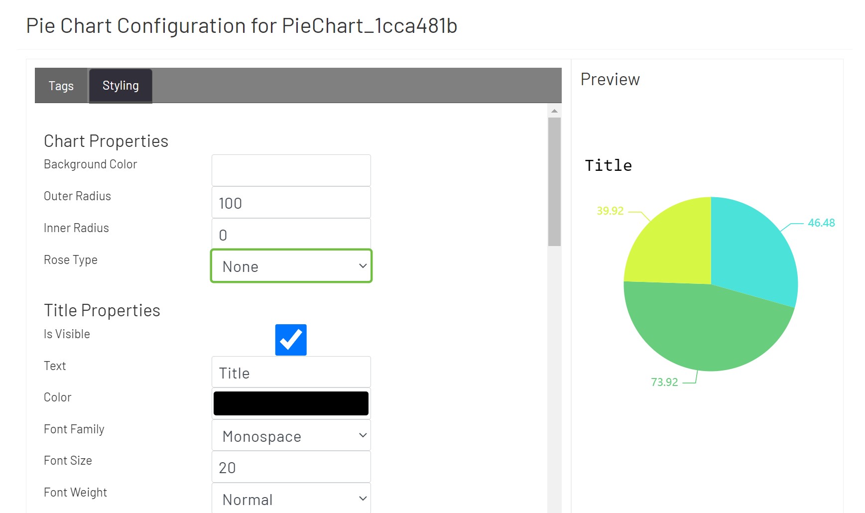 Pie Chart Config Styling 1
