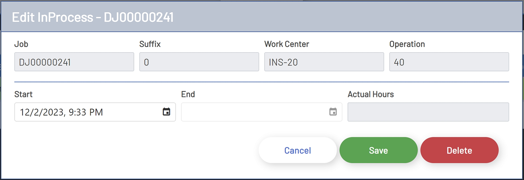 In Process Transaction Edit