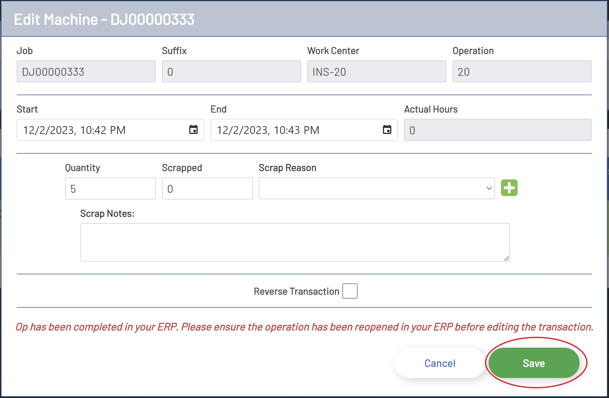 Save Machine Transaction