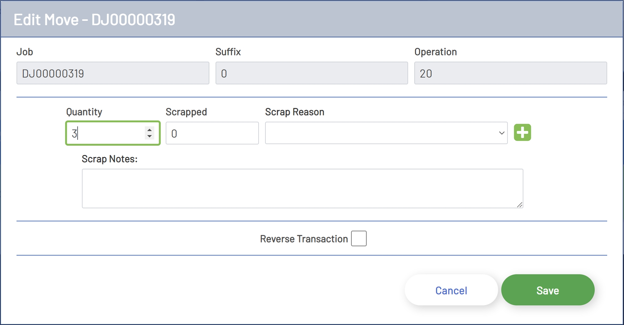 Move Transaction Edit