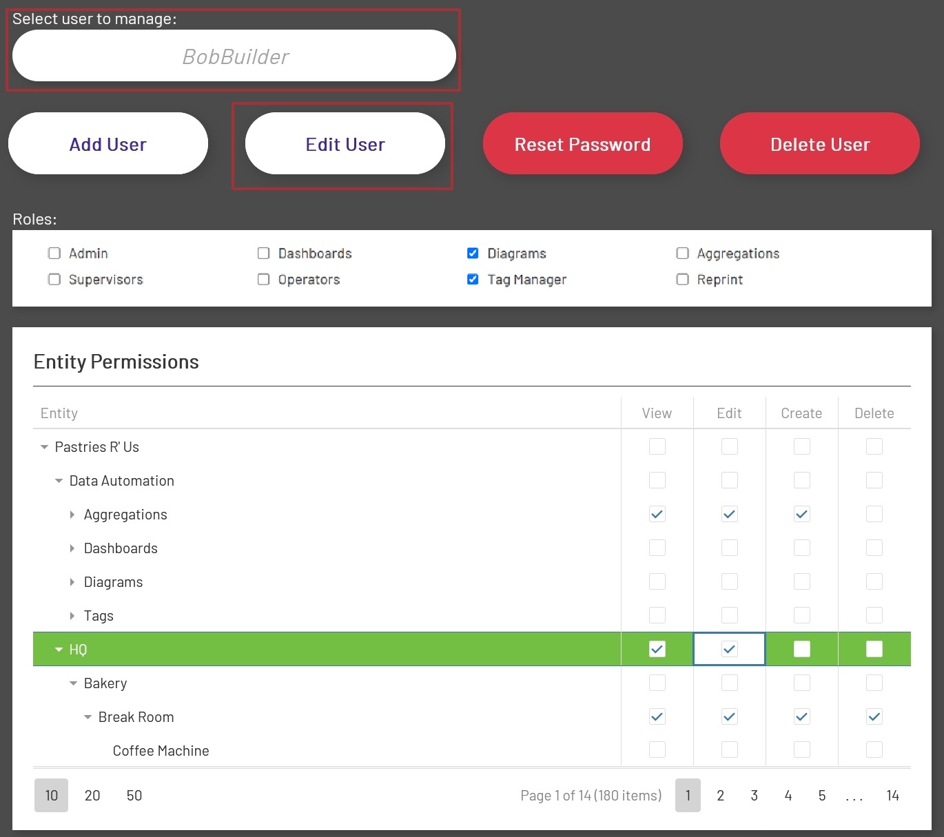 Admin User Selection