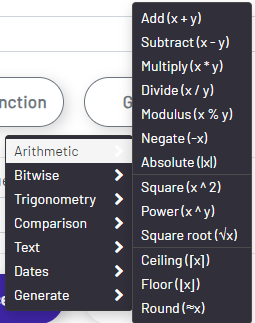 Insert Function -> Arithmetic