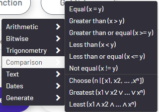 Insert Function -> Comparison