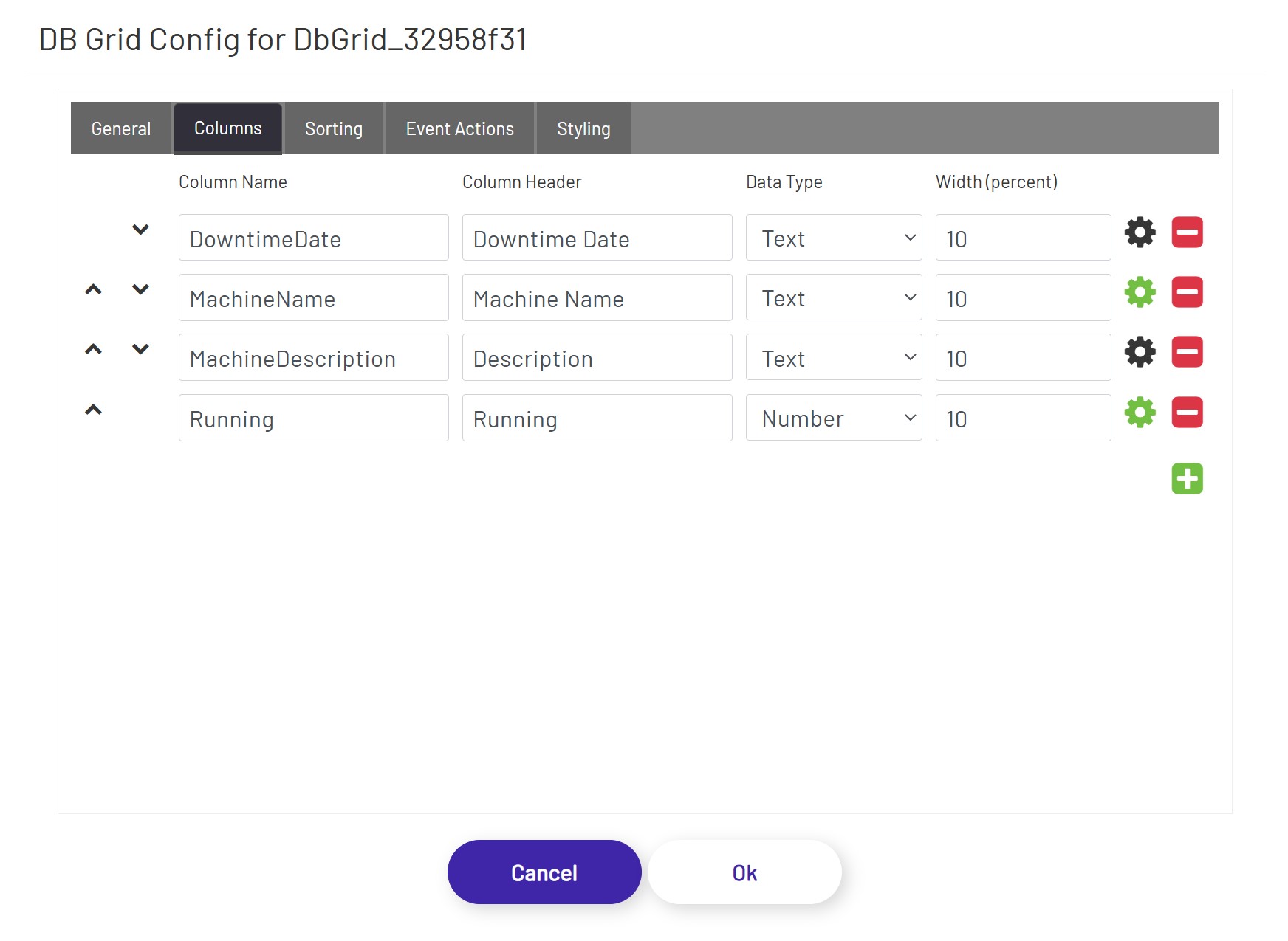 DB Grid Config Column