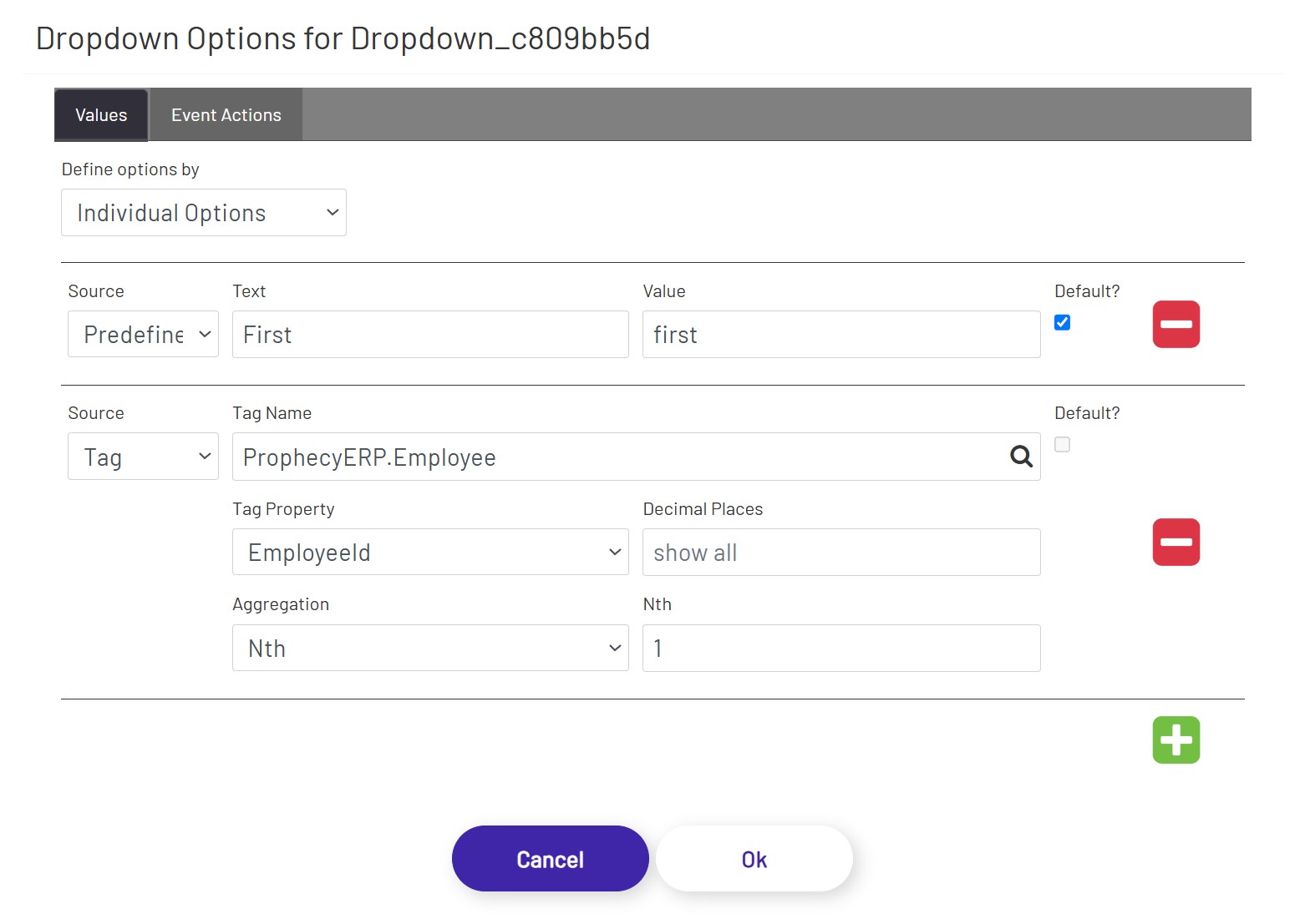 Dropdown Values Individual Config