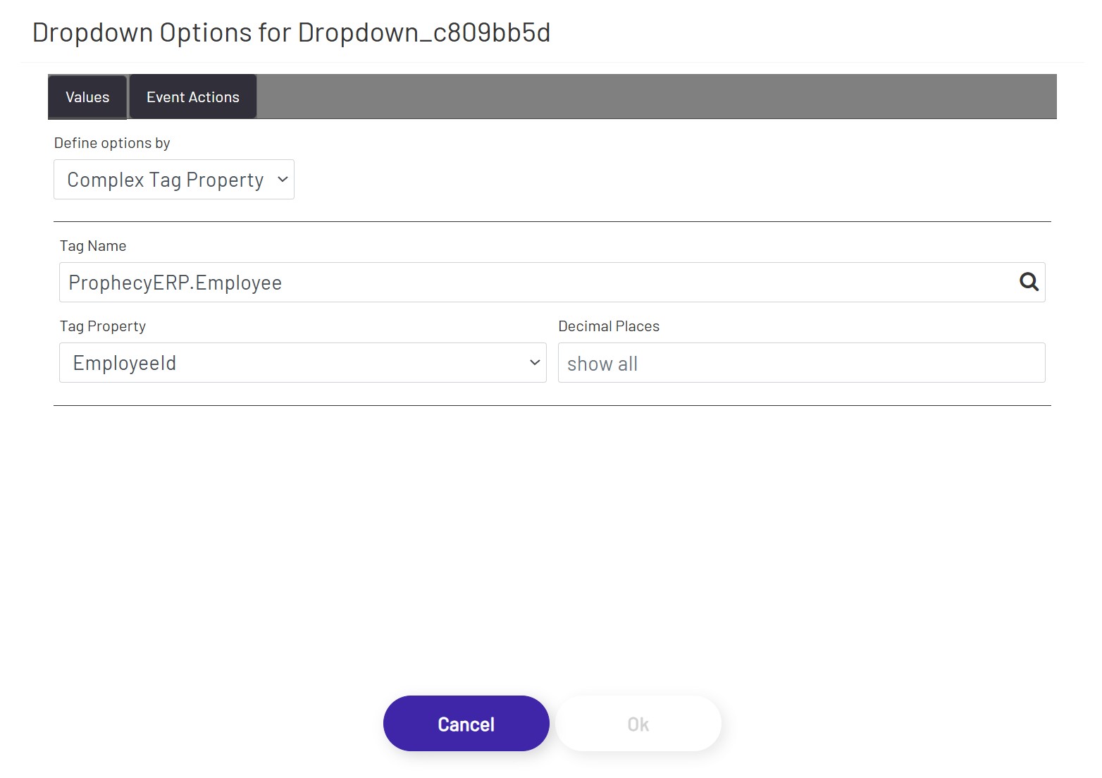 Dropdown Values Complex Tag Config