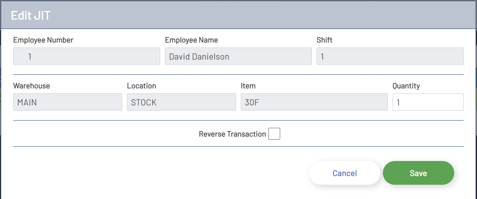 JIT Transaction Edit